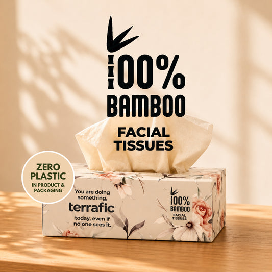 Terrafic Bamboo Facial Tissues, Soft & Strong 2-Ply Sheets. Skin-Safe, Highly Absorbent & Biodegradable