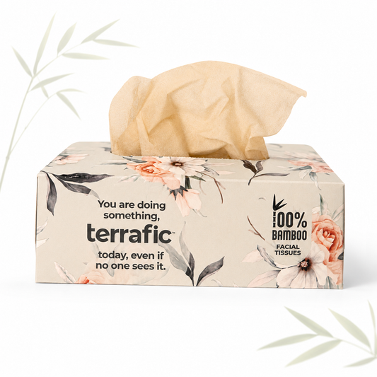 Terrafic Bamboo Facial Tissues, Soft & Strong 2-Ply Sheets. Skin-Safe, Highly Absorbent & Biodegradable