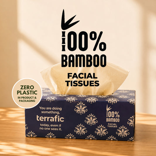 Terrafic Bamboo Facial Tissues, Soft & Strong 2-Ply Sheets. Skin-Safe, Highly Absorbent & Biodegradable