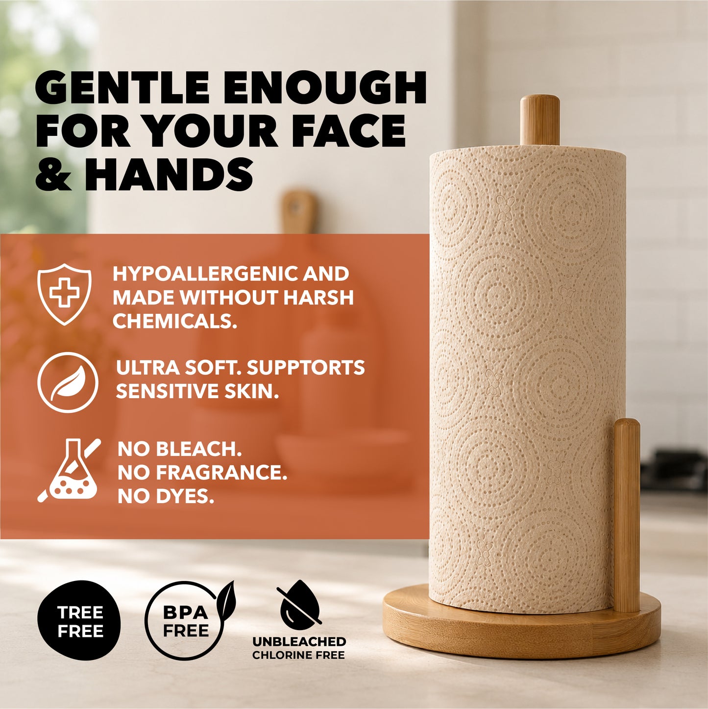 Terrafic Bamboo Kitchen Tissue Rolls | 2 Rolls x 80 Pulls (160 Sheets Total) | Soft, Strong & Highly Absorbent 2-Ply Kitchen Paper Towels | Food-Safe for Cleaning, Cooking & Everyday Multi-Purpose Use
