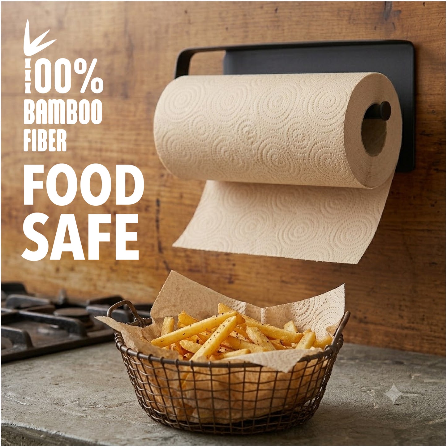 Terrafic Bamboo Kitchen Tissue Rolls | 2 Rolls x 80 Pulls (160 Sheets Total) | Soft, Strong & Highly Absorbent 2-Ply Kitchen Paper Towels | Food-Safe for Cleaning, Cooking & Everyday Multi-Purpose Use